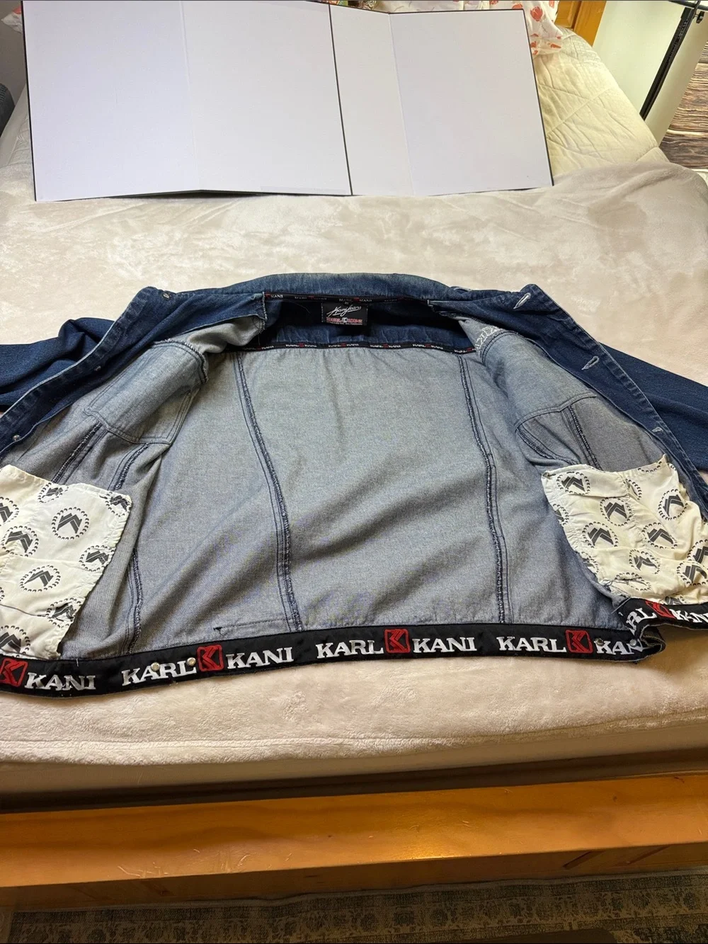 ⭐️Rare Vtg Karl Kani spellout denim jacket SZ XL